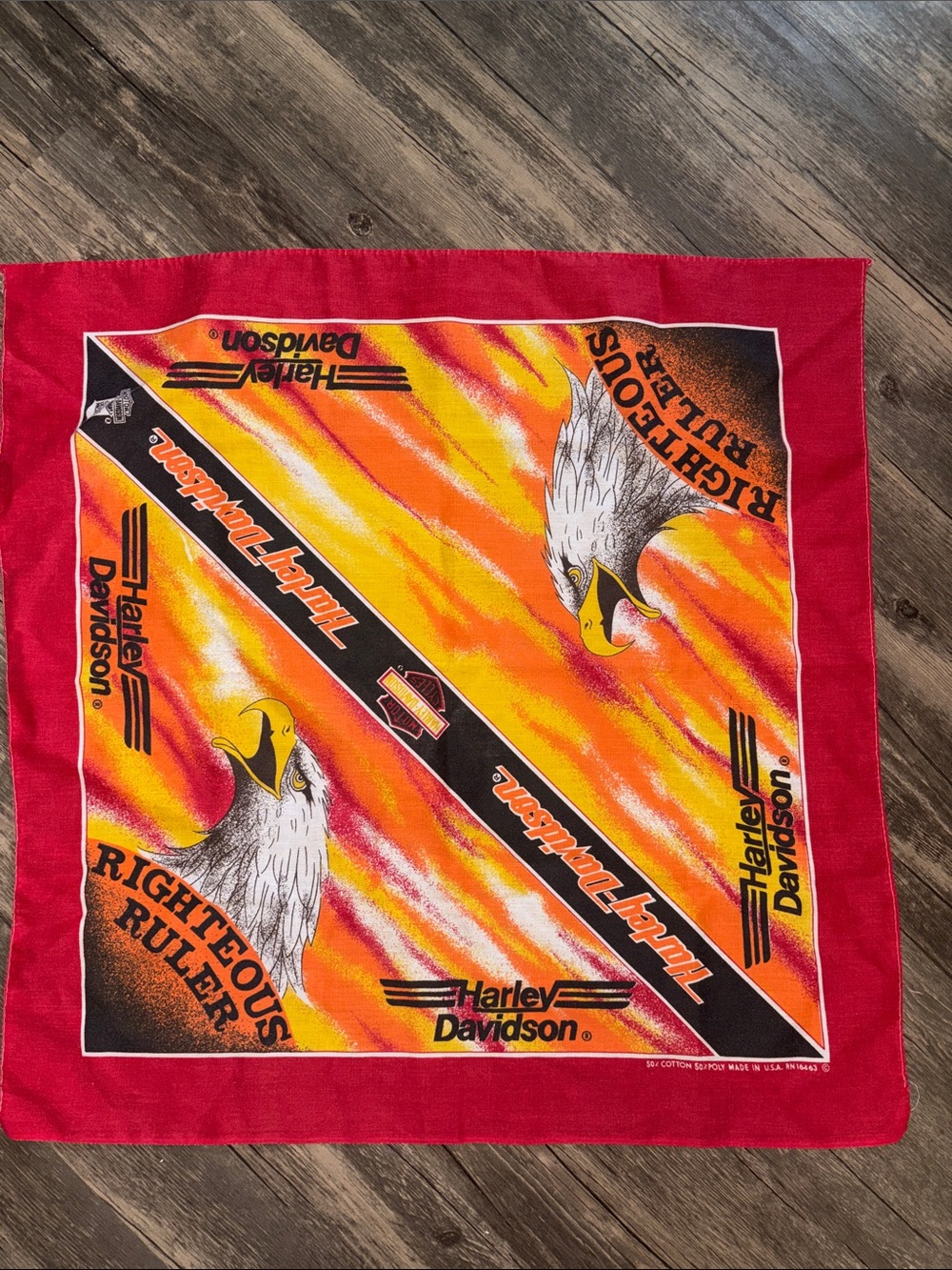 Vintage Harley-Davidson Red, Orange, Yellow Eagle Bandana